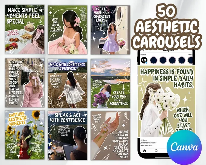 Aesthetic carousel templates bundle cover