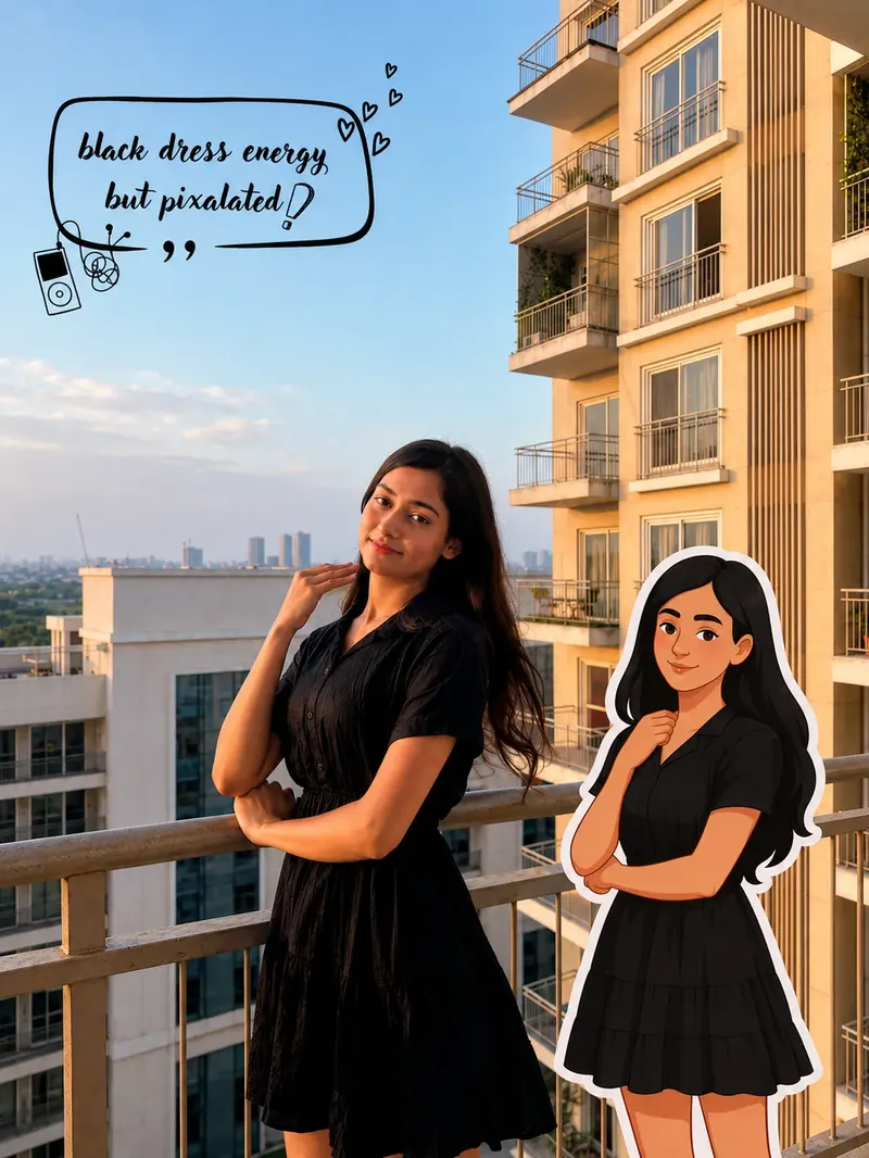 After: transformed into a chic aesthetic post with illustrated sticker
